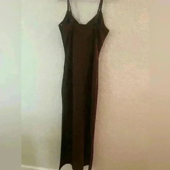 NWT Maxi Brown Glittery/Sparkly Dress w Side Slit Sz S - Picture 3 of 6